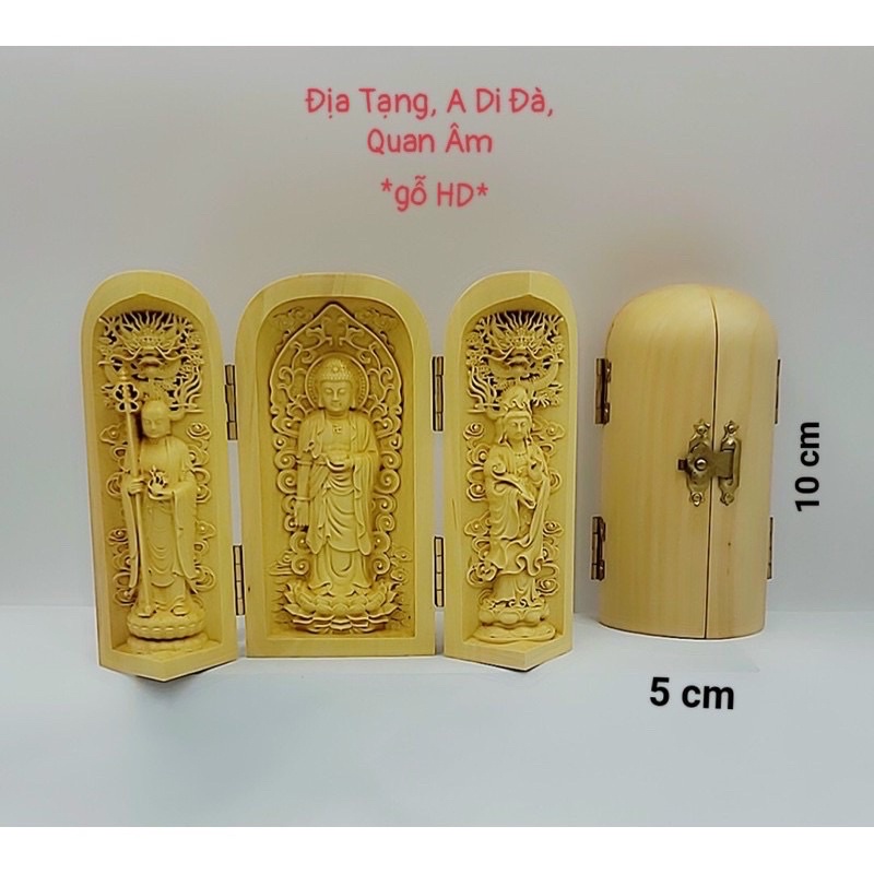 Bộ 3 tượng Phật Gỗ Gấp Gọn Hàng Cao Cấp