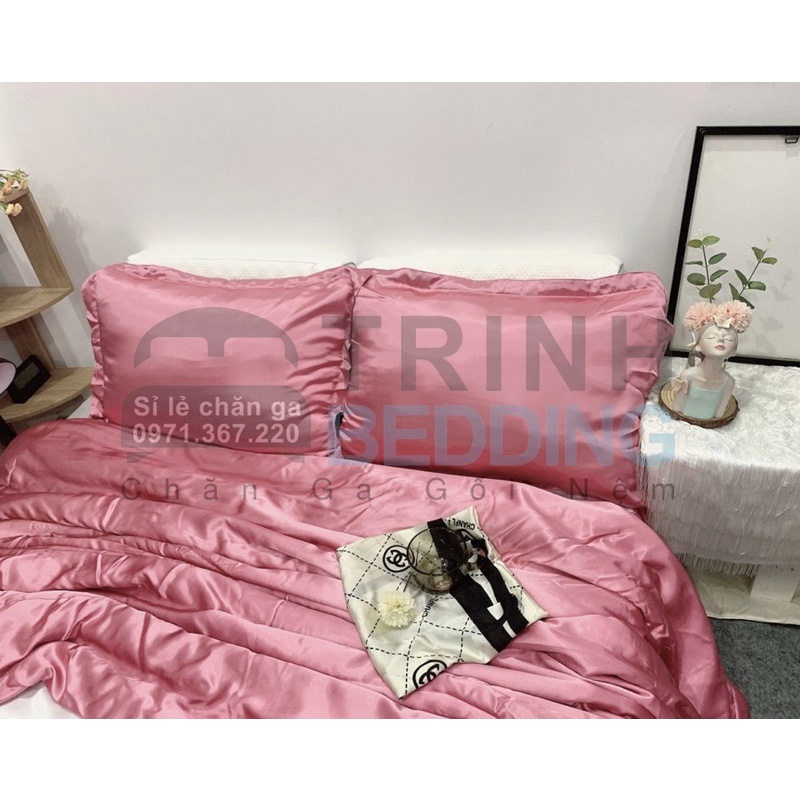Bộ Ga Lụa Phi Mền Trơn Lót Sẵn Bông Lông Vũ Mềm Trinhbedding