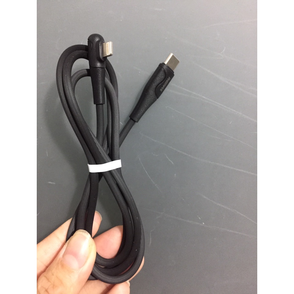 Cáp sạc ip CtoL PD20W có LED đầu chữ L chống gãy gập Remax RC192i (1m)