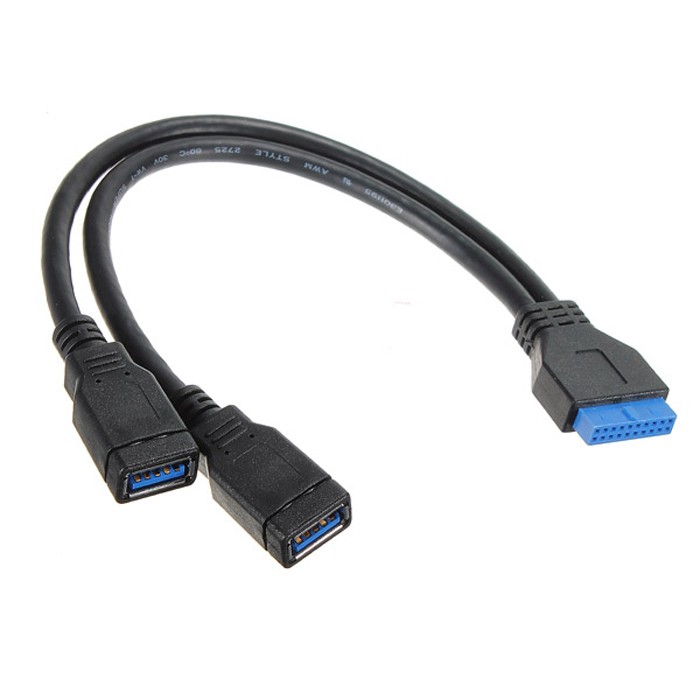 Dây cáp nối bo mạch chủ từ lỗ cắm 2 cổng usb 3.0 loại a sang 20 pin