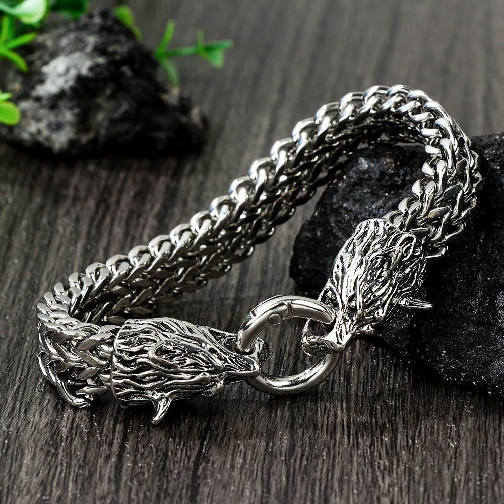 Vòng Tay Khóa Nhẫn Hình Đầu Lâu Bằng Thép Không Gỉ Thời Trang