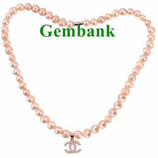 Dây Chuyền Ngọc Trai Hồng Mặt Chữ X Hồng Gembank