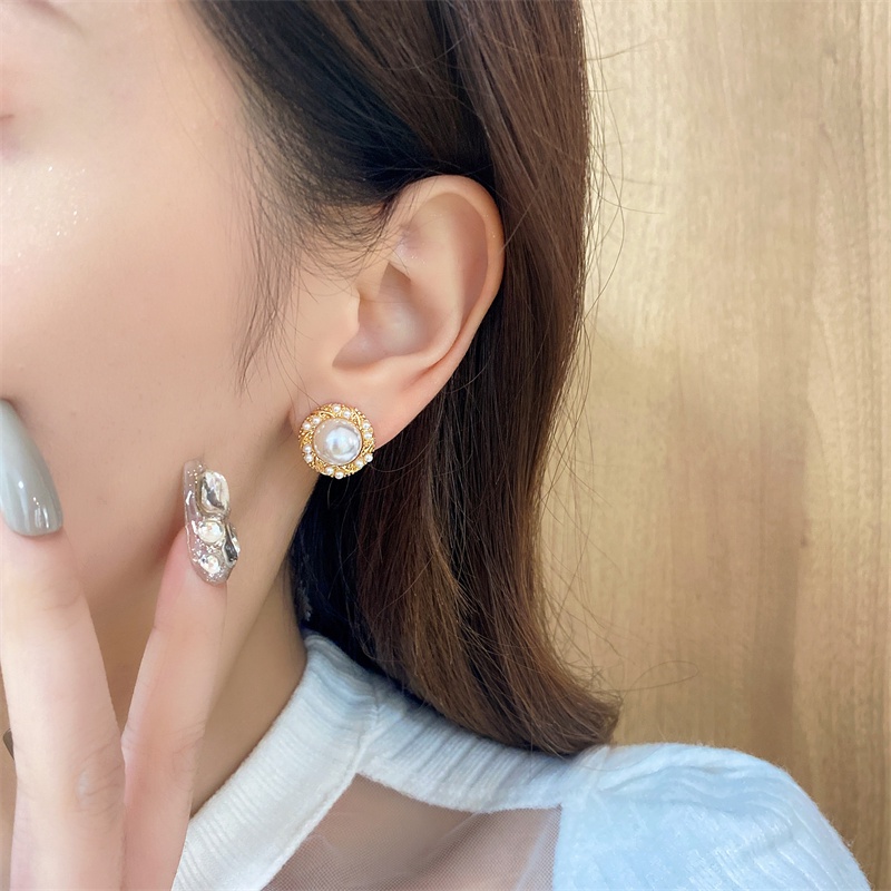 Bông Tai Mạ Bạc 925 Đính Ngọc Trai Phong Cách Hàn Quốc 2022S