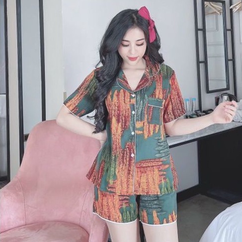 Bộ Pijama Quần Đùi Lụa Mango Mềm Mát Co Giãn Hàng Có SizeGiảm 10K Đơn 200K