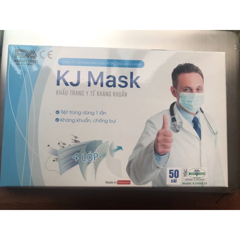 Khẩu trang y tế 4 lớp kháng khuẩn -KJ Mask 50 chiếc/hộp
