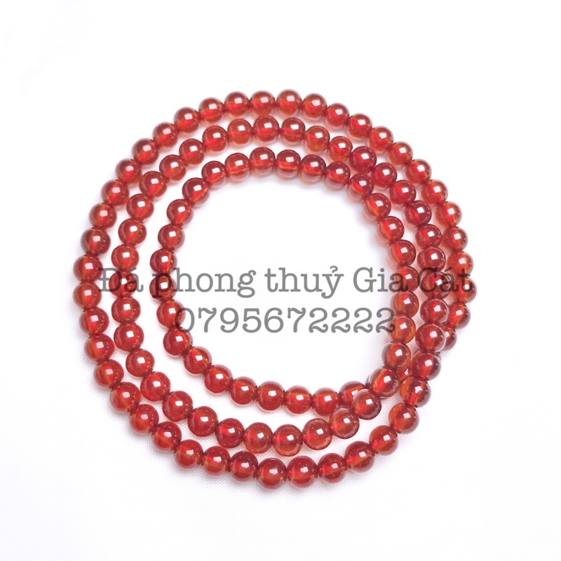 Vòng tay granet quấn 3 đỏ cam đẹp trong veo Đá phong thuỷ Gia Cát