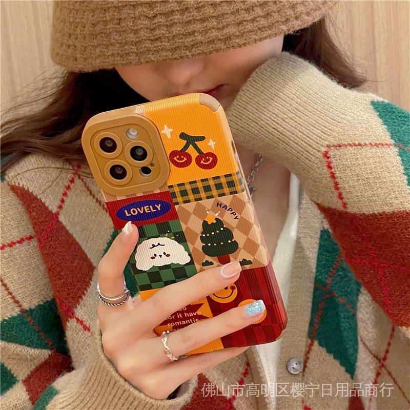 Ốp điện thoại cao su mềm họa tiết cây thông noel cho iPhone12pro/11/XS XR 13promax