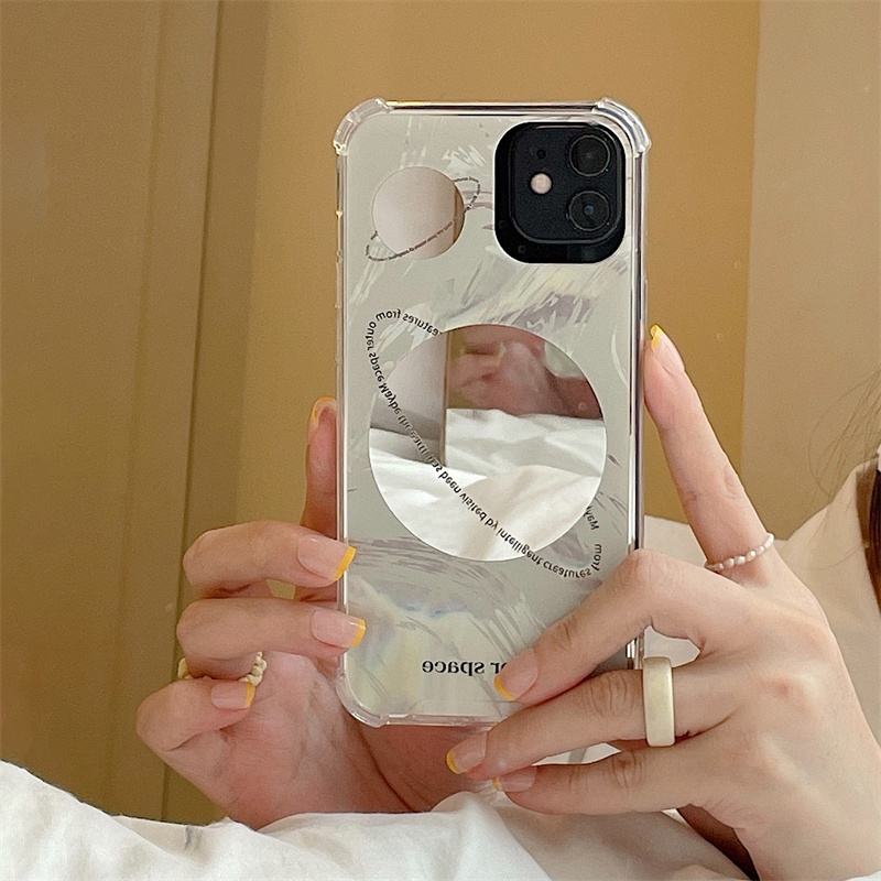 Ốp Điện Thoại Mềm Trong Suốt Chống Rơi Có Gương Hình Hành Tinh Cho iphone 13 12 11 Pro Max XR X XS XSMAX 7 8 plus 7G 8G