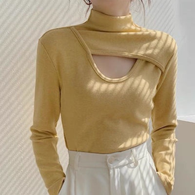 Áo thun dài tay cổ lọ dáng ôm thời trang Hàn Quốc