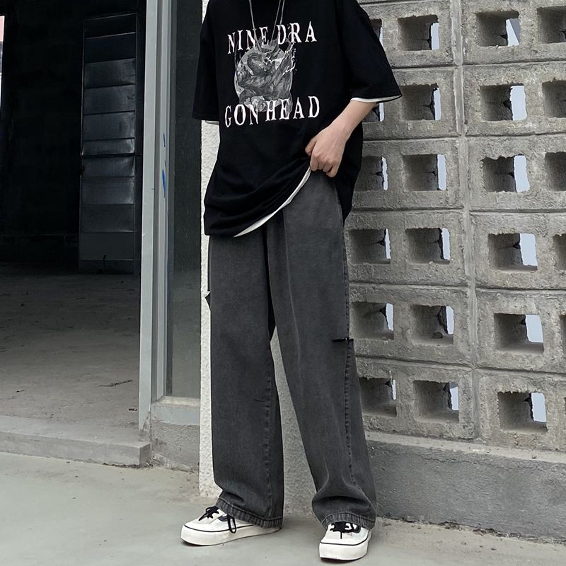 ( Jean dày) Quần Jean Nam - Baggy Nam Nữ Thời TRang 2021( ống rộng xám cắt ko xích)