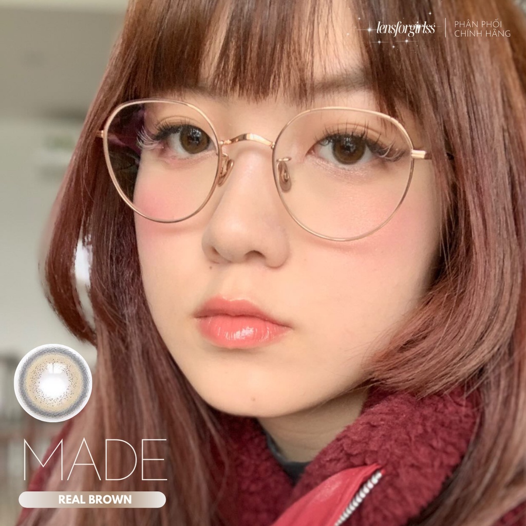 Kính áp tròng nâu sáng có viền MADE REAL BROWN chính hãng IDOL LENS | HSD 8-12 tháng | Lens cận