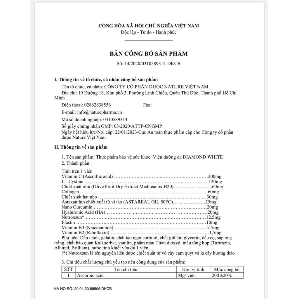 [SIÊU PHẨM] Viên Uống Trắng Da Diamond White, Siêu Dưỡng Chuyên Sâu, Trắng Gấp 3, Mờ Nám, Tàn Nhang, Da Không Tỳ Vết | BigBuy360 - bigbuy360.vn