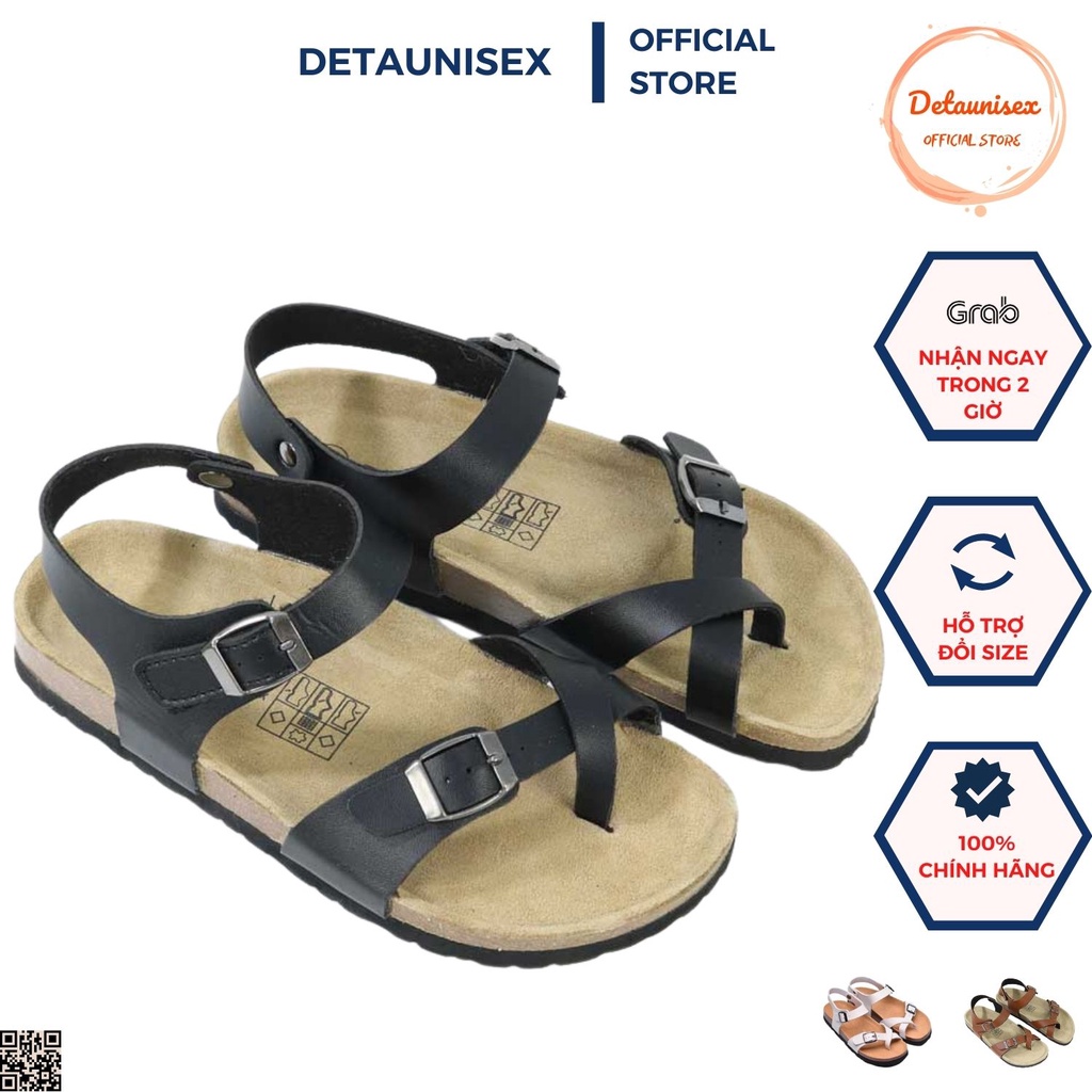 Giày Đế Trấu Có Ba Màu Trắng Đen Bò Xỏ Ngón Quai Hậu Quai Dán Detaunisex Mã SATA22