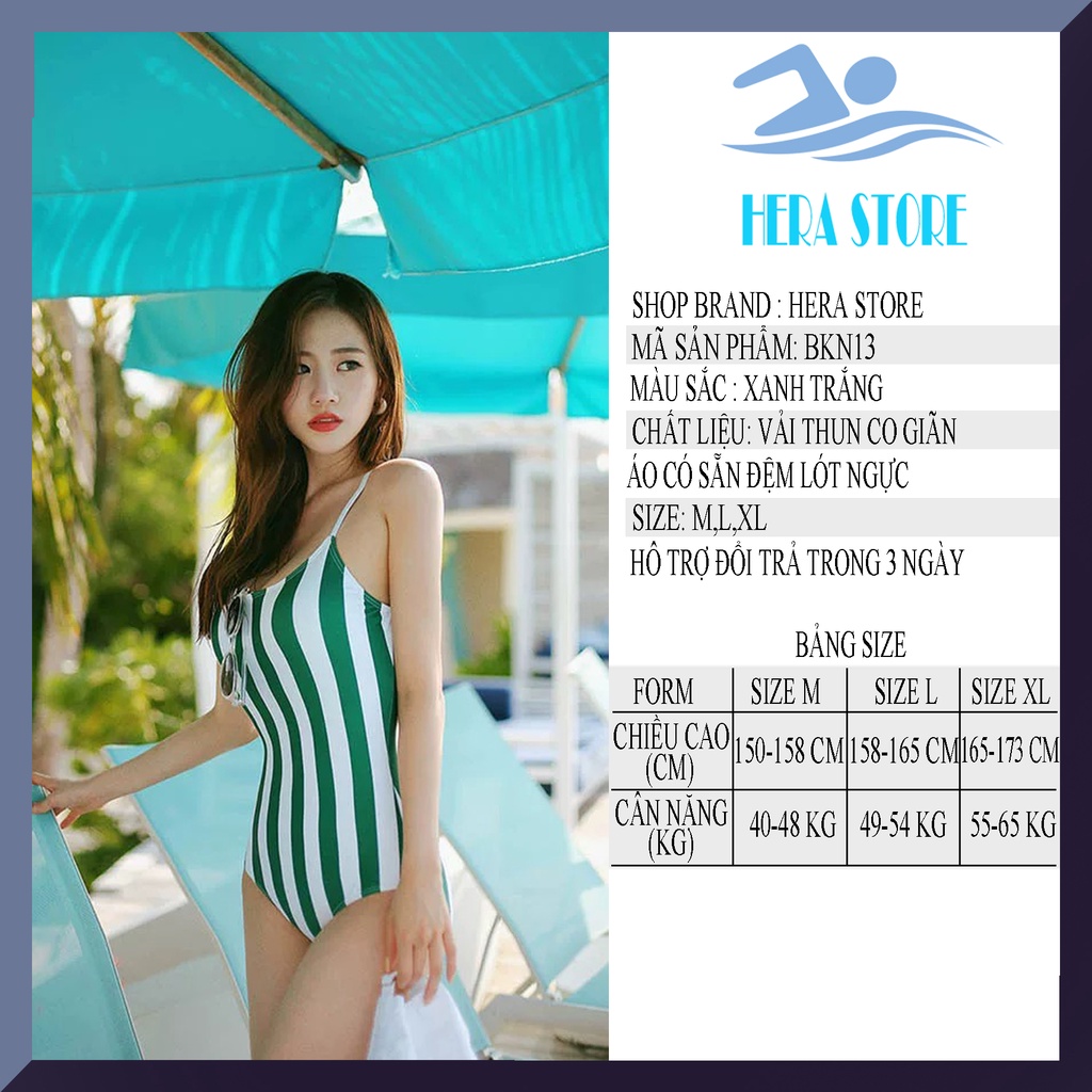 Bikini một mảnh kẻ sọc xanh STORE HERA BKN13