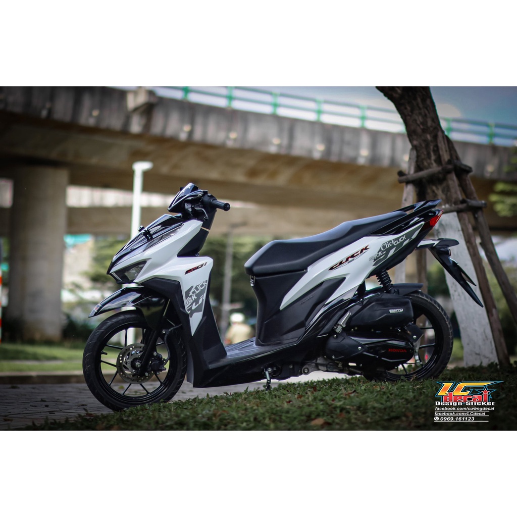 Tem /decal Rời Dán Xe Vario - Click 125 150 2018 Mẫu Xám Trắng Đen Chữ Click Đơn Giản Độc Đáo, Hàng 3 Lớp Chất Lượng Cao