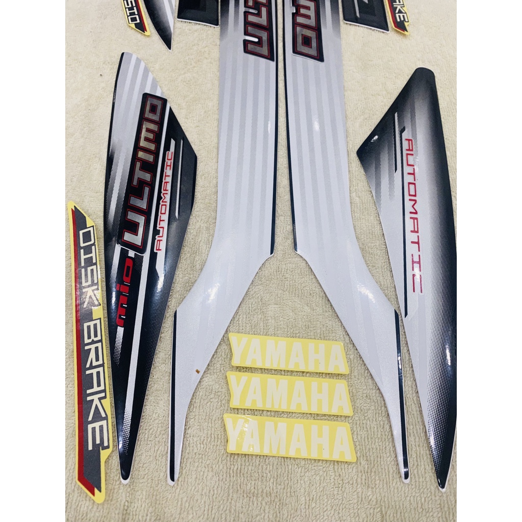 Bộ tem decal dán xe máy yamaha mio ultimo zin thái màu trắng đen siêu đẹp