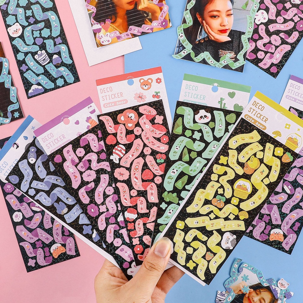 Sticker Ruy Băng trang trí Scrapbook, sổ tay, vở (Bộ 100 sticker) - [073]
