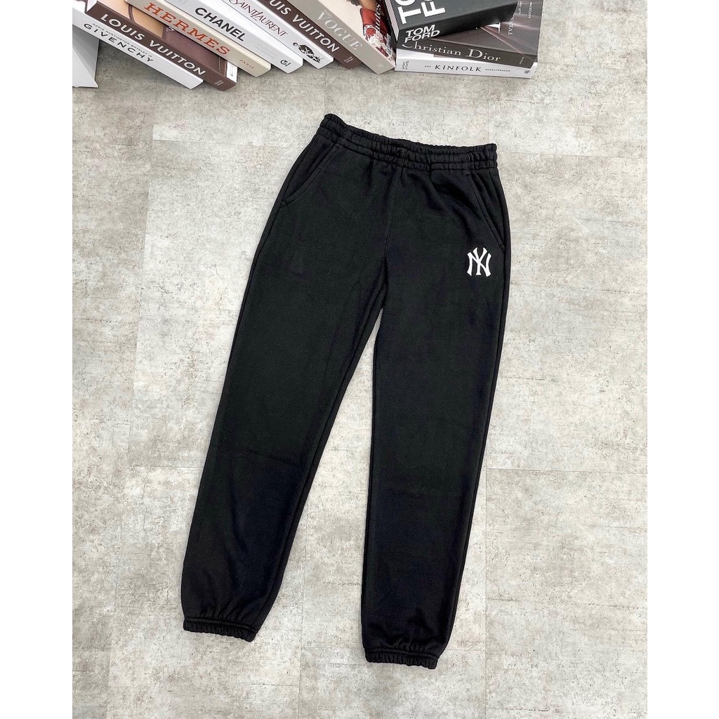 QUẦN NỈ DÀI MLB NY BASIC TRƠN LOGO THÊU VẢI NỈ DA CÁ DÀY DẶN-ỐNG BO JOGGER