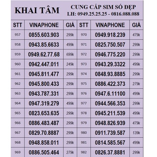 SIM SỐ ĐẸP VINAPHONE PHONG THỦY, SIM THẦN TÀI LỘC PHÁT