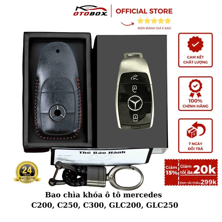 Bao da chìa khóa ô tô xe hơi Mercedes form to, bọc chìa khóa smartkey da thật chống xước chính hãng OTOBOX