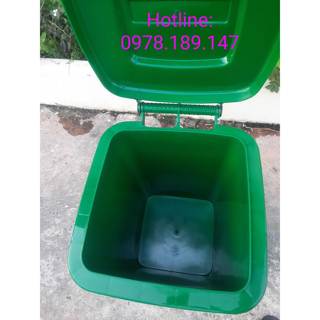 THÙNG RÁC NHỰA HDPE 60L CÓ 4 BÁNH XE - 0978189147