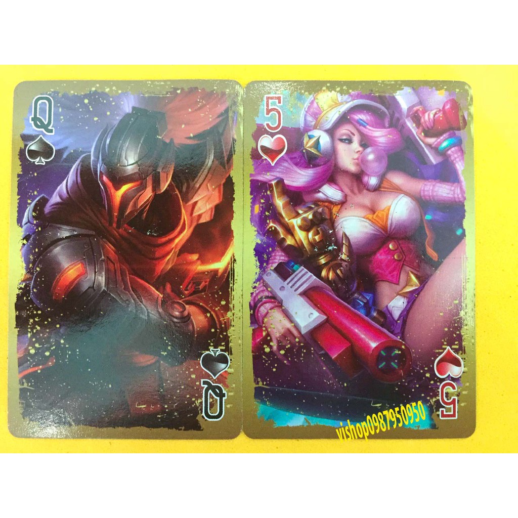 Bộ bài Tây anime LOL liên minh huyền thoại, bộ tú poker pubg 54 lá in hình anime manga dễ thương độc đáo