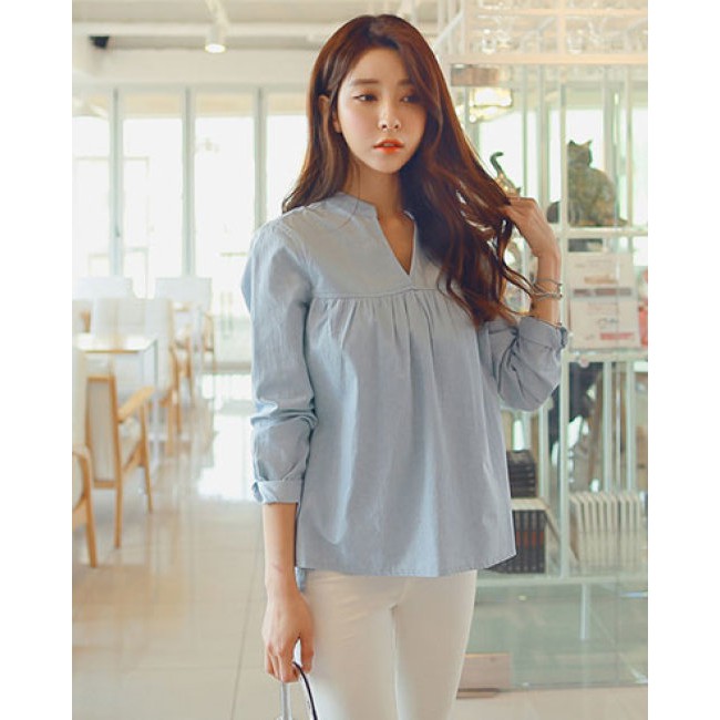 Áo Sơ Mi Form Rộng Cổ Trụ Thanh Lịch | BigBuy360 - bigbuy360.vn