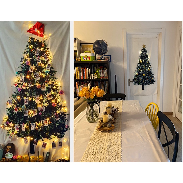 100*150CM Tấm vải treo tường trang trí giáng sinh hình cây thông đơn giản