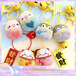 Thêu Handmade/Phụ Kiện/Bộ phụ kiện làm móc chìa khóa dạng thêu họa tiết động vật đáng yêu