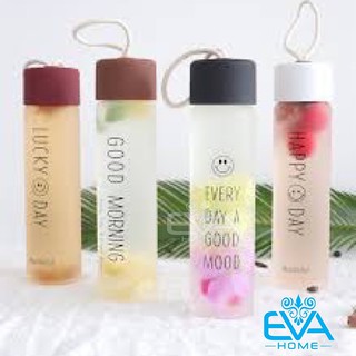 Bình Nước Thuỷ Tinh Mờ Happy Day 400 Ml
