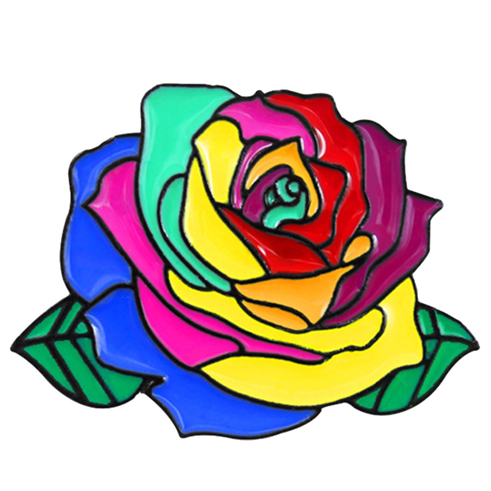 YOML✔Rainbow Rose Flower Brooch Pin Gay Pride Denim Jacket Collar Backpack Badge