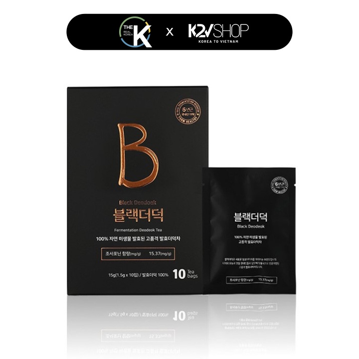 Hộp 10 Gói Trà Hắc Sâm Túi Lọc Black Deodeok Hàn Quốc (1.5g x 10 Gói)