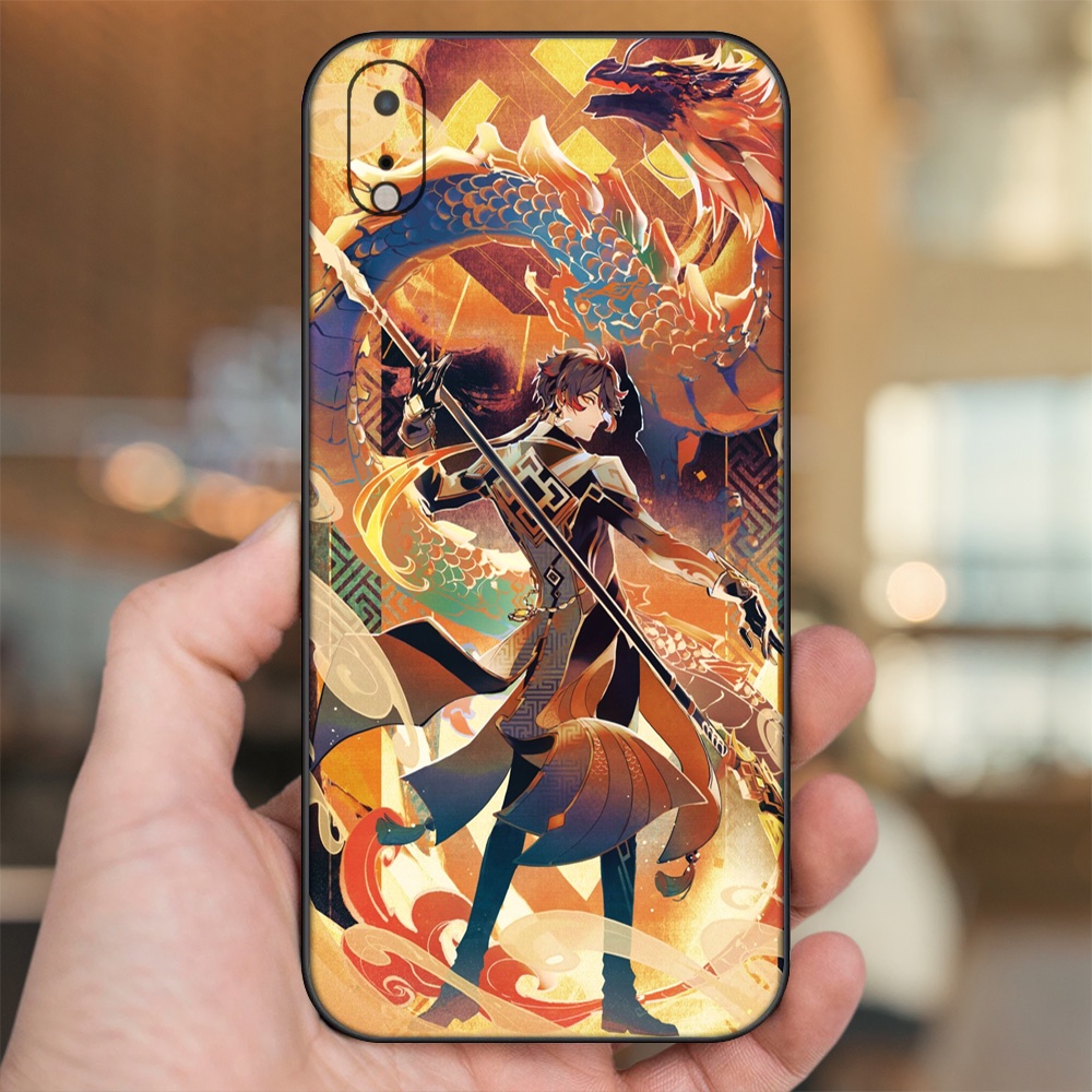 Ốp lưng iPhone Xr dẻo đen cạnh vuông in hình Zhongli Genshin Impact
