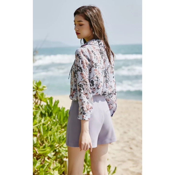 Vero Moda Áo Sơ Mi Nữ Cổ Mũi Nhọn In Hoa ỉ Áo Sơ Mi Diềm Xếp Nếp Tay 3/4 321131075