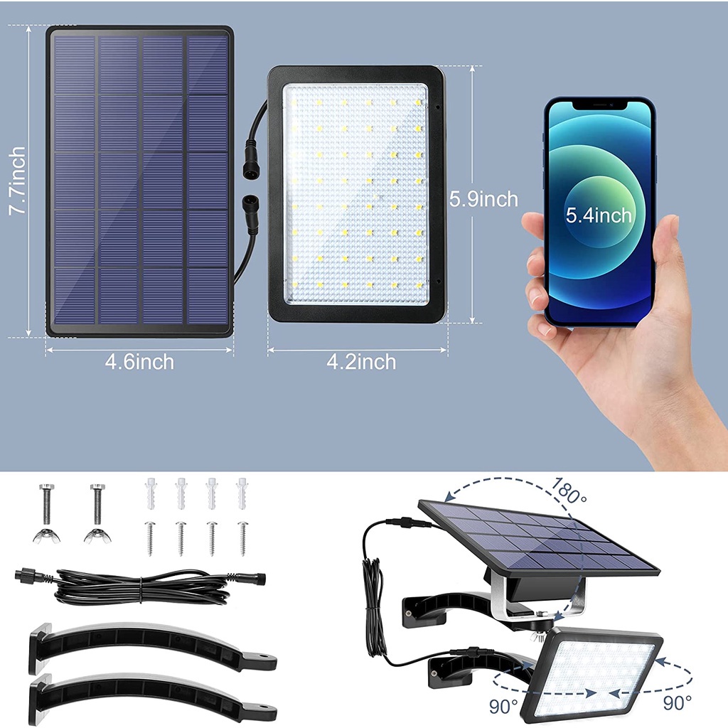 Đèn LED 48 Bóng Sử Dụng Năng Lượng Mặt Trời 5500mAh
