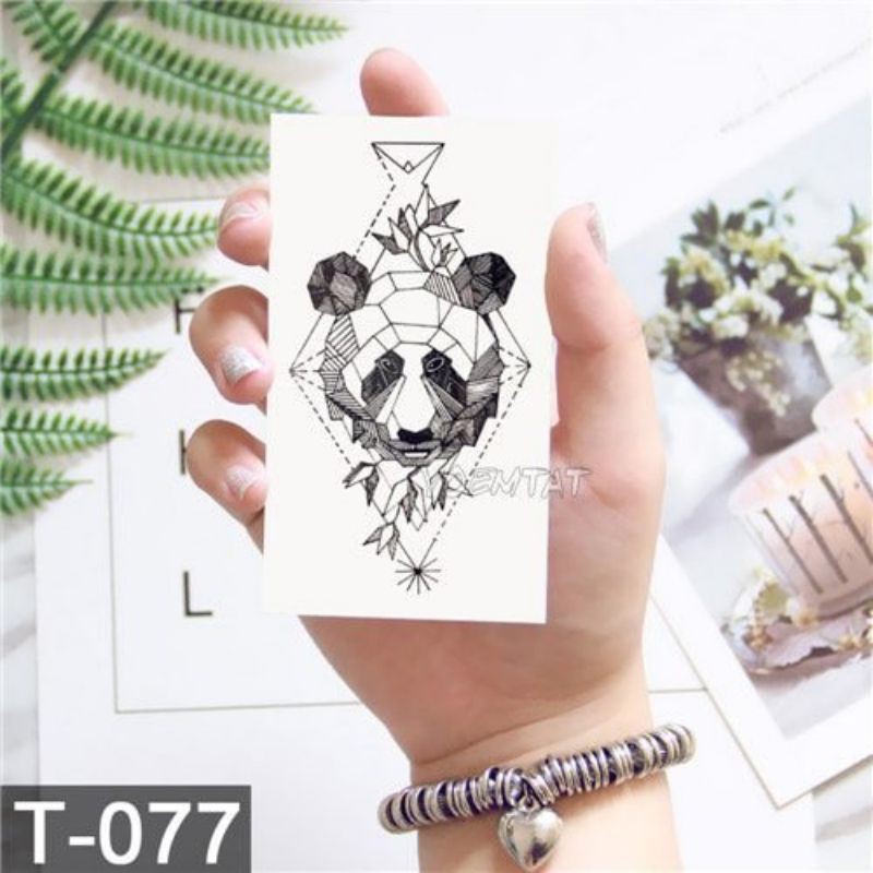 Hình xăm tatoo gấu trúc T077.Xăm dán tatoo mini tạm thời, size &lt;10x6cm