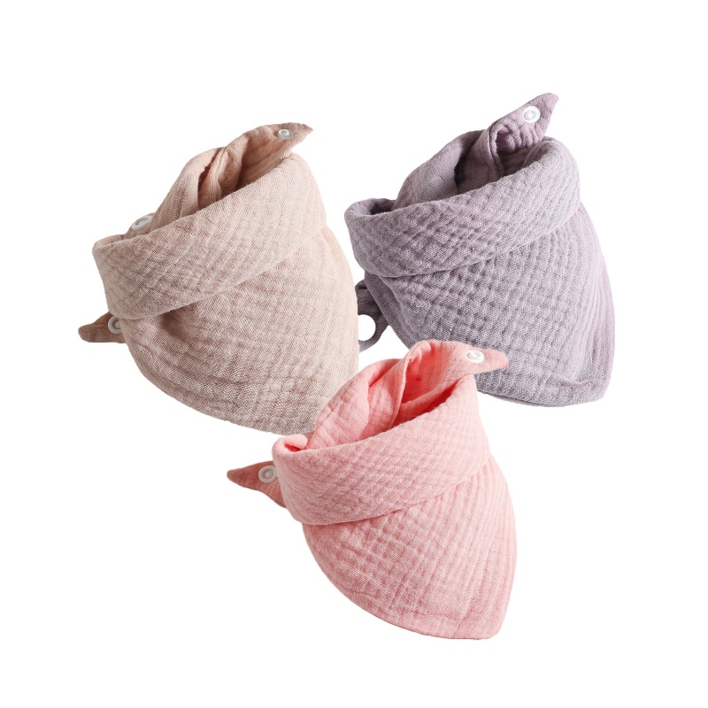 Bộ 3 Yếm Ăn Cotton Mềm Mại Hình Tam Giác Có Nút Bấm Điều Chỉnh Được Tiện Lợi Dành Cho Em Bé