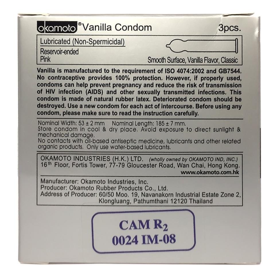 Bao Cao su Siêu mỏng Okamoto Skinless Skin hương Vanilla  XMARVEL