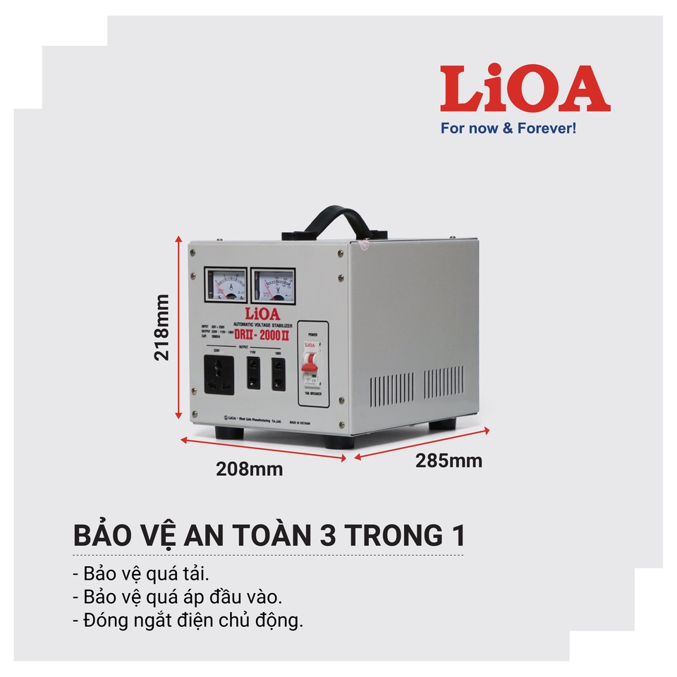 [FREESHIP] Ổn áp LiOA 2KVA DRII-2000II dải 50V - LiOA Nhật Linh 2KW 2000VA 2000W 2Kg 2 ký