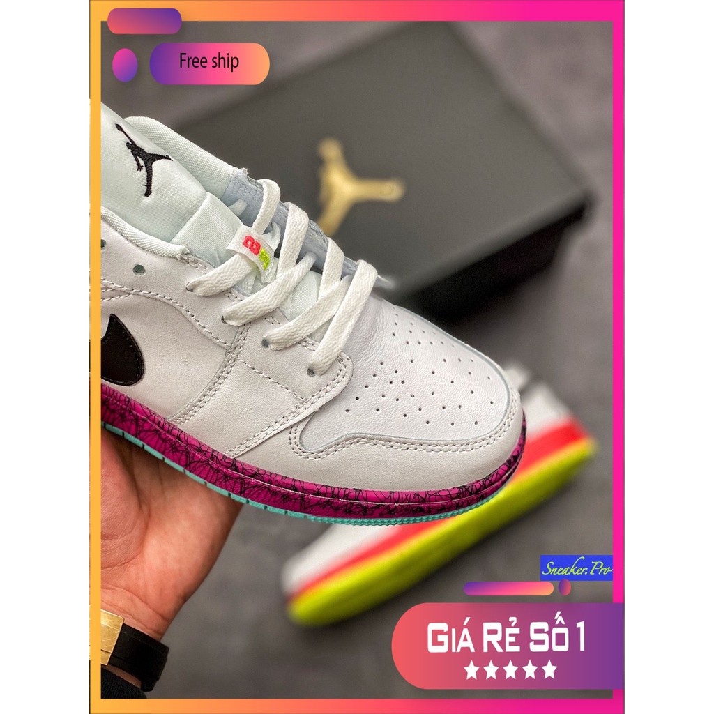 (FULL BOX) Giày thể thao AIR Jordan 1 Low Multi-Color Midsoles White (GS)) siêu đẹp dành cho nam nữ