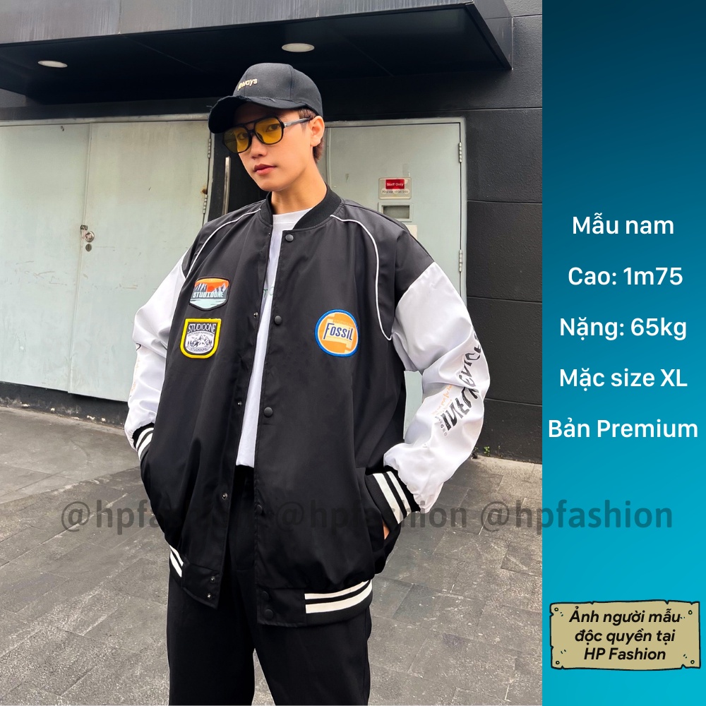 Áo bomber Varsity Jacket form rộng StudiaOne vải dù ❤️ Áo khoác bóng chày chống nắng dáng Unisex nam nữ D10 - Happy Stye