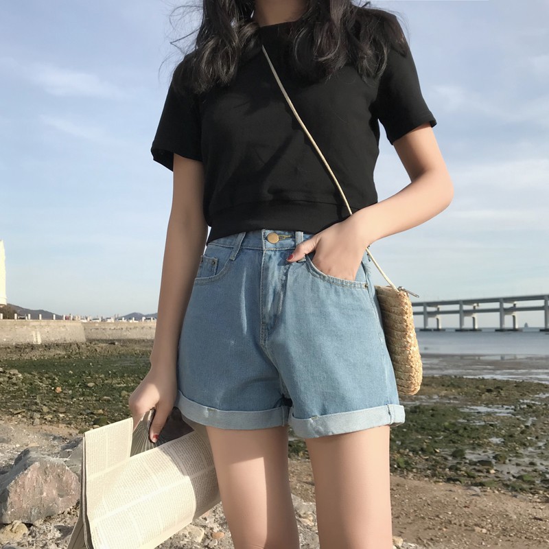 quần short ulzzang quần nữ đẹp short jean jeans soóc bò kiểu dáng hàn quốc cạp lưng cao | BigBuy360 - bigbuy360.vn