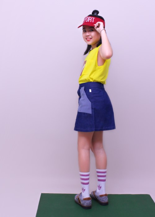 Váy bé gái denim xanh đậm Jadiny