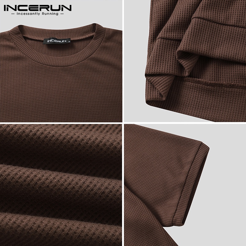 Áo thun INCERUN trơn tay ngắn dáng rộng 3 màu sắc tùy chọn đơn giản dành cho nam giới