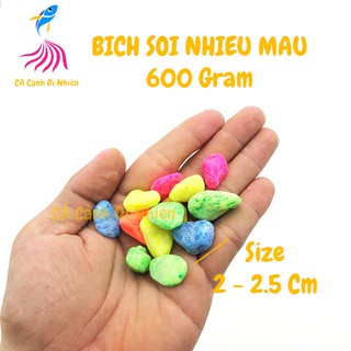 Bịch sỏi NHIỀU MÀU 600 gram size 2 - 2.5 cm trang trí hồ cá cảnh