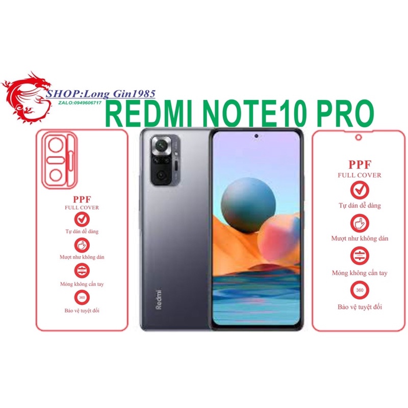 Redmi Note 10 Pro miếng dán trong Ppf mặt sau và mặt trước chống va đập chống trầy xước