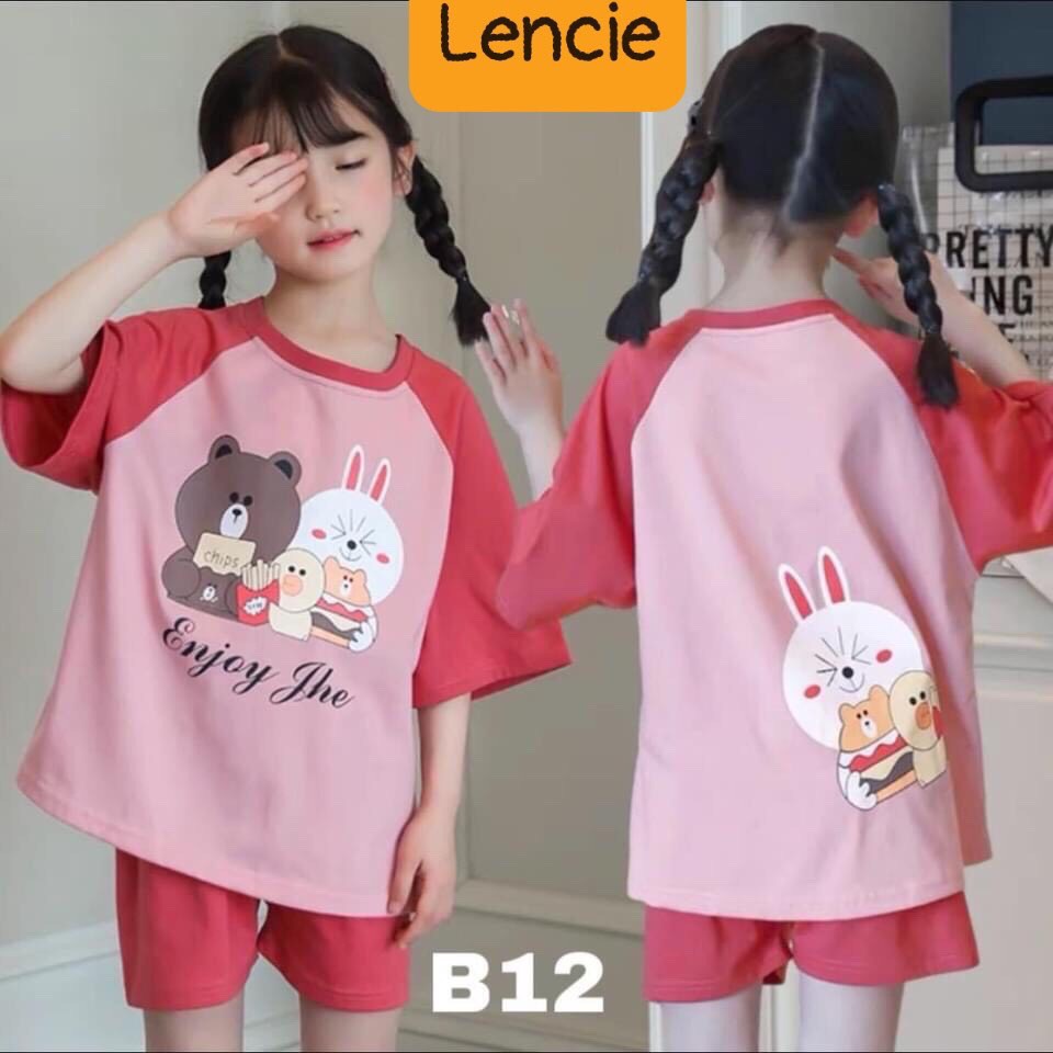 Bộ bé gái, bộ thun đùi bé gái màu hồng in hình Hello kitty mặc ngủ rất dễ thương 013684 b