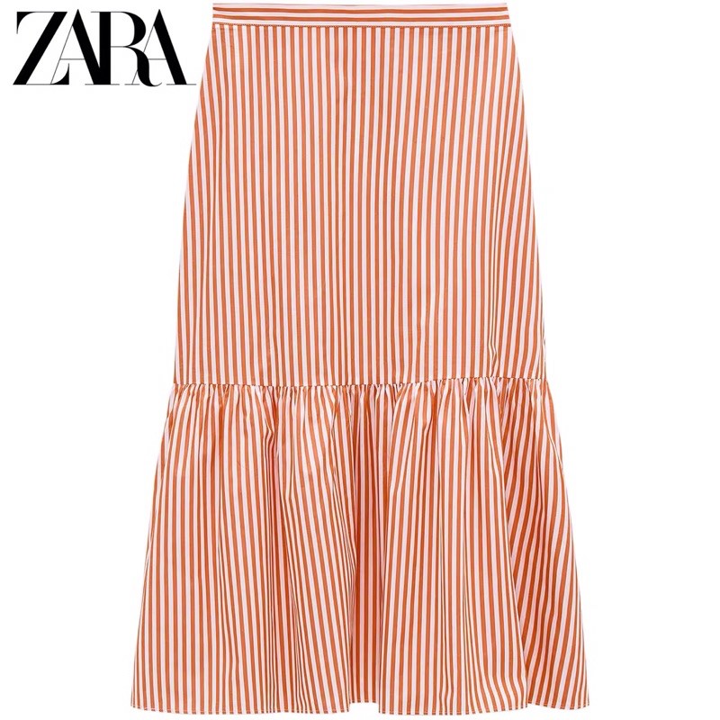 Chân váy maxi Zara new hè 2021 kẻ sọc đỏ đuôi cá best seller