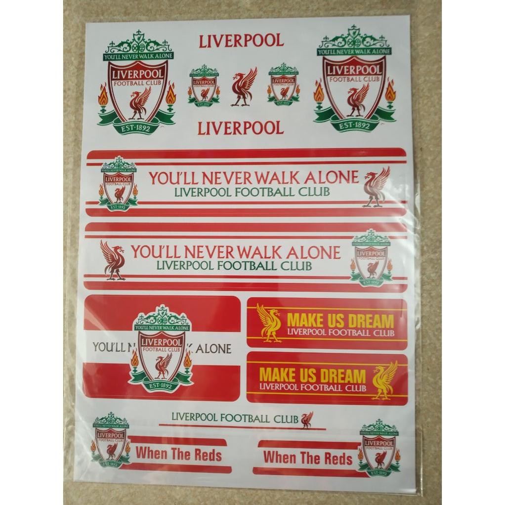 Bộ sticker Decal dán xe, laptop, điện thoại, mũ bảo hiểm...clb bóng đá arsenal chelsea MU Liverpool