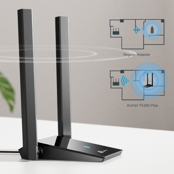 Bộ Chuyển Đổi USB WiFi TP-Link Archer TX20U Plus Ăng Ten Kép Độ Lợi Cao AX1800